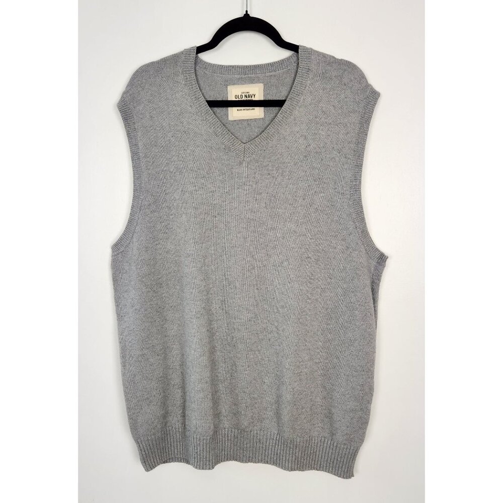 Old Navy Men's Cotton Cashmere Blend Sleeveless Gray Pullover Sweater, XL